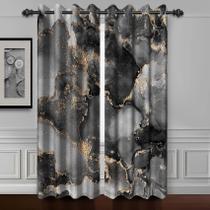 Cortinas de janela Baocicco Black Gold Marble 135x275cm 2 painéis