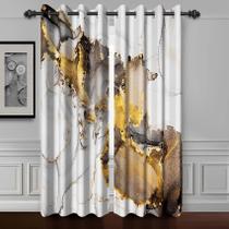 Cortinas de janela Baocicco Branco Cinza Dourado Mármore 80x230cm 2 painéis