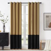 Cortinas de janela BULBUL Color Block Gold Black Velvet 213cm