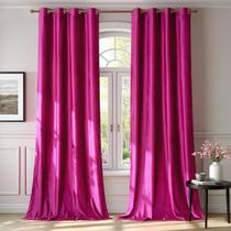 Cortinas de janela BULBUL Velvet 213 cm de comprimento rosa choque x2 Cortinas de janela BULBUL Velvet 213 cm de comprimento rosa choque x2