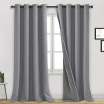 Cortinas de janela DWCN 100% Blackout 2 Panel 52x240cm Prateado Cinza