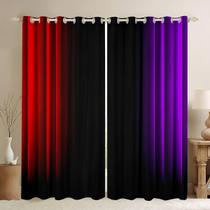Cortinas de janela Feelyou Abstract Ombre Red Purple Black 2 painéis