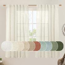 Cortinas de janela LAMIT Semi Sheer Linen, 160 cm de comprimento, creme, 2 painéis