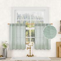 Cortinas de janela LAMIT Short Linen 76x76cm Light Sage 2 painéis