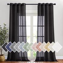 Cortinas de janela NICETOWN Classic Linen Weave Flax Sheer Black