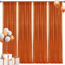 Cortinas de lantejoulas laranja Backdrop Pufogu 61x244cm, pacote com 4