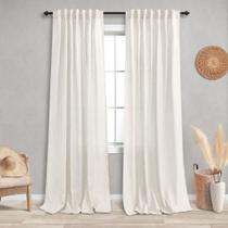 Cortinas de linho KOUFALL com 214 cm de comprimento para sala de estar, 2 painéis