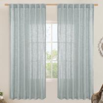 Cortinas de linho LAMIT misturadas para quarto (132x183cm), azul acinzentado