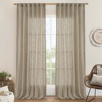 Cortinas de linho LAMIT Taupe 132x213 cm, 2 painéis, filtragem de luz