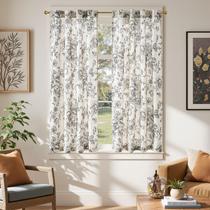 Cortinas de lino floral Jinchan 137x138 cm con filtro de luz, 2 paneles
