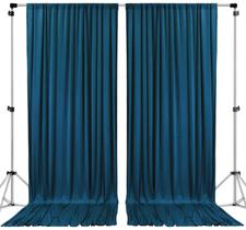Cortinas de pano de fundo de poliéster AK TRADING CO. Azul-petróleo escuro