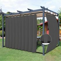 Cortinas de pátio externas, fáceis de usar, removíveis, com aba, cinza Cortinas de pátio externas, fáceis de usar, removíveis, com aba, cinza