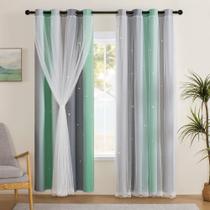 Cortinas de quarto XiDi, verde arco-íris, de dupla camada, transparentes Cortinas de quarto XiDi, verde arco-íris, de dupla camada, transparentes