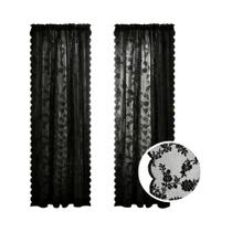 Cortinas De Renda Branca Com Bordado Floral E Bolso Para Varão Para Sala De Estar, Quarto E Cortinas De Renda Branca Com Bordado Floral E Bolso Para Varão Para Sala De Estar, Quarto E