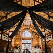 Cortinas de Teto Showgeous Black Chiffon - 6 Painéis (1,5m x 6m) para Casamento