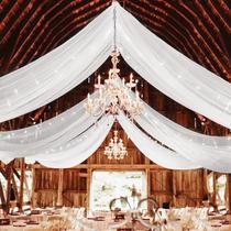 Cortinas de Teto Showgeous Chiffon Branca - 4 Painéis (1,5m x 3m) para Casamento