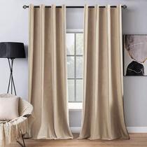 Cortinas de veludo Blackout MIULEE Grommet 132x229cm Camel Beige