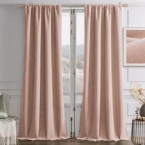 Cortinas de veludo rosa Joydeco Candy 84 polegadas e 2 painéis, cortinas luxuosas de rosa macio com isolamento térmico para quarto e sala de estar, cortinas de veludo que escurecem o ambiente, bolso com haste (52 L x 84 L)