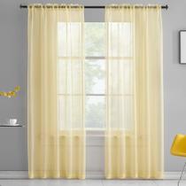 Cortinas de voile transparente TOAVA DECO Amarelo Claro 213x213cm 2 unidades Cortinas de voile transparente TOAVA DECO Amarelo Claro 213x213cm 2 unidades