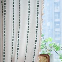 Cortinas Deeprove Verde Esmeralda Boho, 24 cm de comprimento, algodão e linho