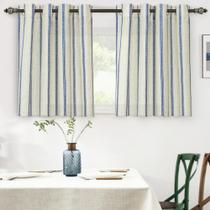 Cortinas DriftAway 91 cm, mistura de linho, listras verticais, 2 painéis