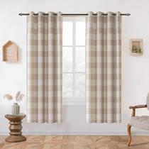 Cortinas DriftAway Buffalo Plaid Check 132x160cm Taupe 2 painéis