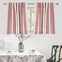 Cortinas DriftAway de linho com listras verticais vermelhas, 91 cm de comprimento, 2 painéis Cortinas DriftAway de linho com listras verticais vermelhas, 91 cm de comprimento, 2 painéis