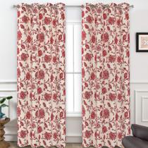 Cortinas DriftAway Freda Linen Floral Blackout 244 cm 2 painéis Cortinas DriftAway Freda Linen Floral Blackout 244 cm 2 painéis