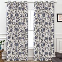 Cortinas DriftAway Freda Linen Floral Blackout 244 cm 2 painéis