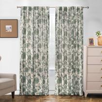 Cortinas DriftAway Freda Linen Floral Green 244x132cm 2 painéis