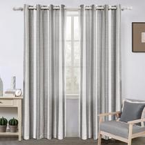 Cortinas DriftAway, mistura de linho listrada vertical, 213 cm, cinza