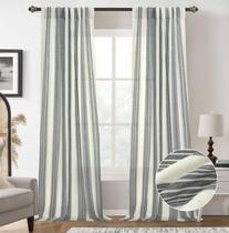 Cortinas DriftAway, mistura de linho listrada vertical, 244 cm, cinza