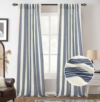 Cortinas DriftAway, mistura de linho listrada vertical, semitransparente, 244 cm