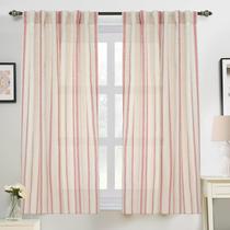 Cortinas DriftAway, mistura de linho listrado vertical, 137 cm, 2 painéis