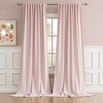 Cortinas DUALIFE, aba traseira e bolso com haste, 274 cm de comprimento x 2, rosa bebê