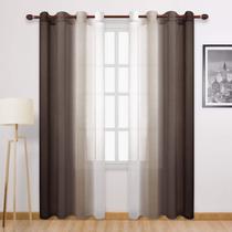 Cortinas DWCN Ombre Faux Linen Sheer 132x244cm Castanho Chocolate