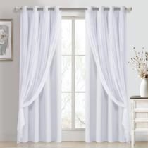 Cortinas DWCN White Blackout com sobreposição transparente de 132x213cm, 2 painéis Cortinas DWCN White Blackout com sobreposição transparente de 132x213cm, 2 painéis