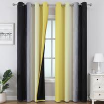 Cortinas Estelar Textiler 132x244cm Preto Amarelo Ombre Cortinas Estelar Textiler 132x244cm Preto Amarelo Ombre