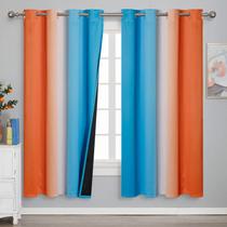 Cortinas Estelar Textiler Ombre Laranja Azul Blackout 132x183 cm