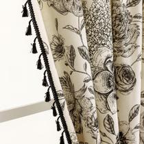 Cortinas F-CHU com estampa floral de 183 cm de comprimento e linho Cortinas F-CHU com estampa floral de 183 cm de comprimento e linho