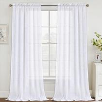Cortinas FantasDecor de linho branco 275x140cm para sala de estar
