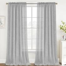 Cortinas FantasDecor Linen Sheer 274 cm de comprimento, 2 painéis, cinza pomba