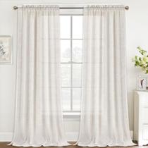 Cortinas FantasDecor Linen Sheer 274 cm de comprimento 2 painéis naturais