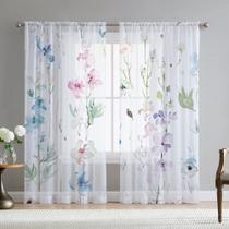 Cortinas Fereyis Floral Leaves para sala de estar 214 cm 2 painéis