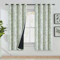 Cortinas florais Blackout FMFUNCTEX 160x160cm Verde Sálvia