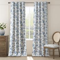 Cortinas florais Blackout jinchan para quarto 240x245cm azuis Cortinas florais Blackout jinchan para quarto 240x245cm azuis