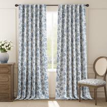 Cortinas florais Blackout Jinchan para quarto de 24 cm azuis Cortinas florais Blackout Jinchan para quarto de 24 cm azuis