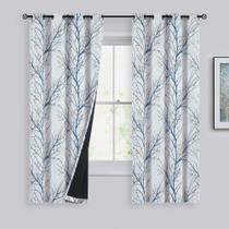 Cortinas FMFUNCTEX 100% Blackout Azul Branco 160x160cm 2 painéis