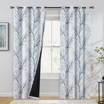 Cortinas FMFUNCTEX 100% Blackout Blue White Tree 214cm