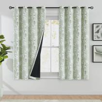 Cortinas FMFUNCTEX 100% Blackout Floral 140x137cm Verde Sálvia